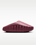 A single slip-on clog-style shoe in a deep burgundy or maroon color, shown from a side profile view against a clean white background.